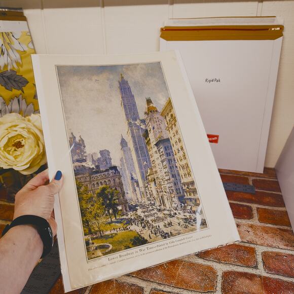 1918 Lower Broadway in Wartime Colin Campbell Cooper Antique Magazine Page Print - Picture 2 of 12